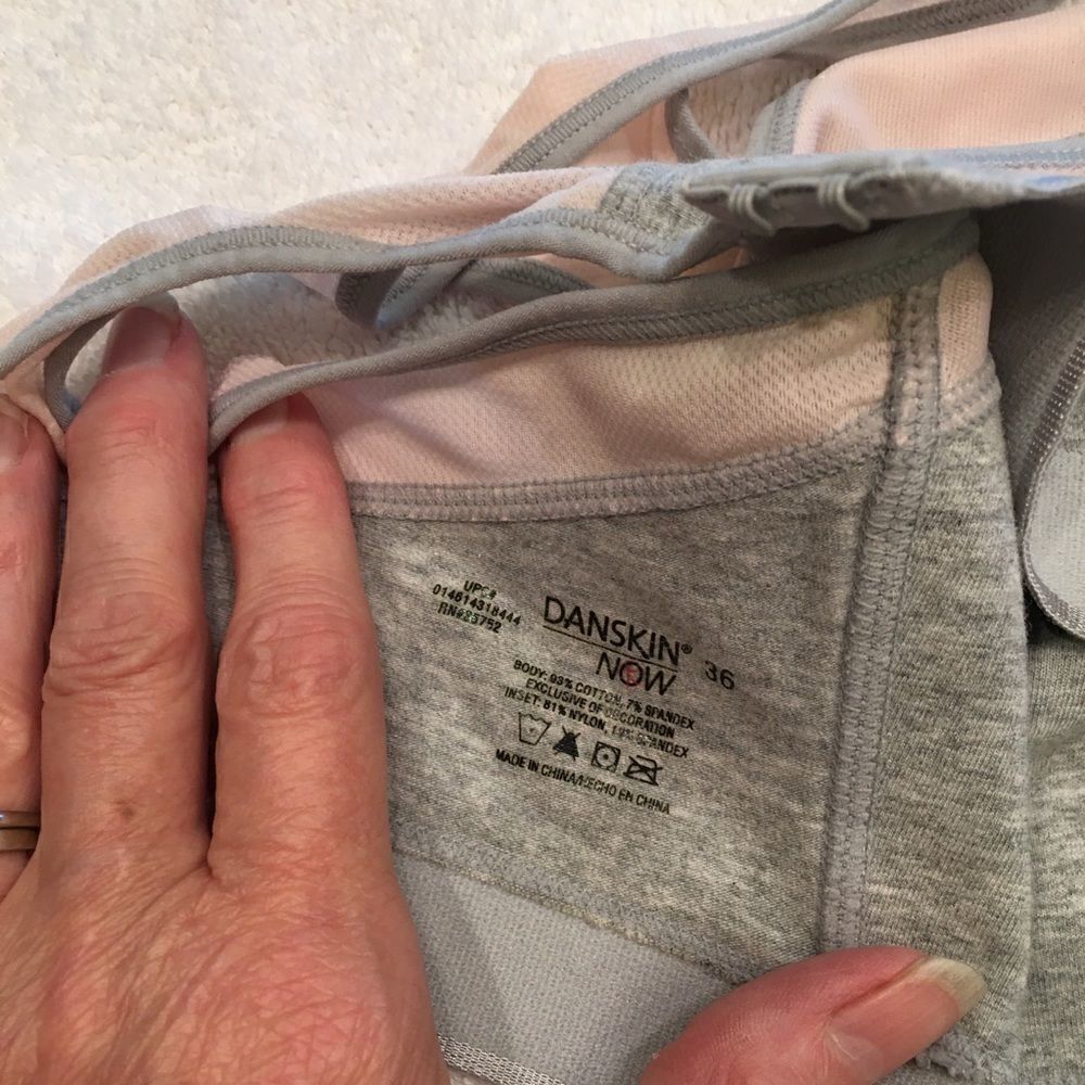 Danskin Now gray pink athletic bra 36 stretch hook - Picture 4 of 5